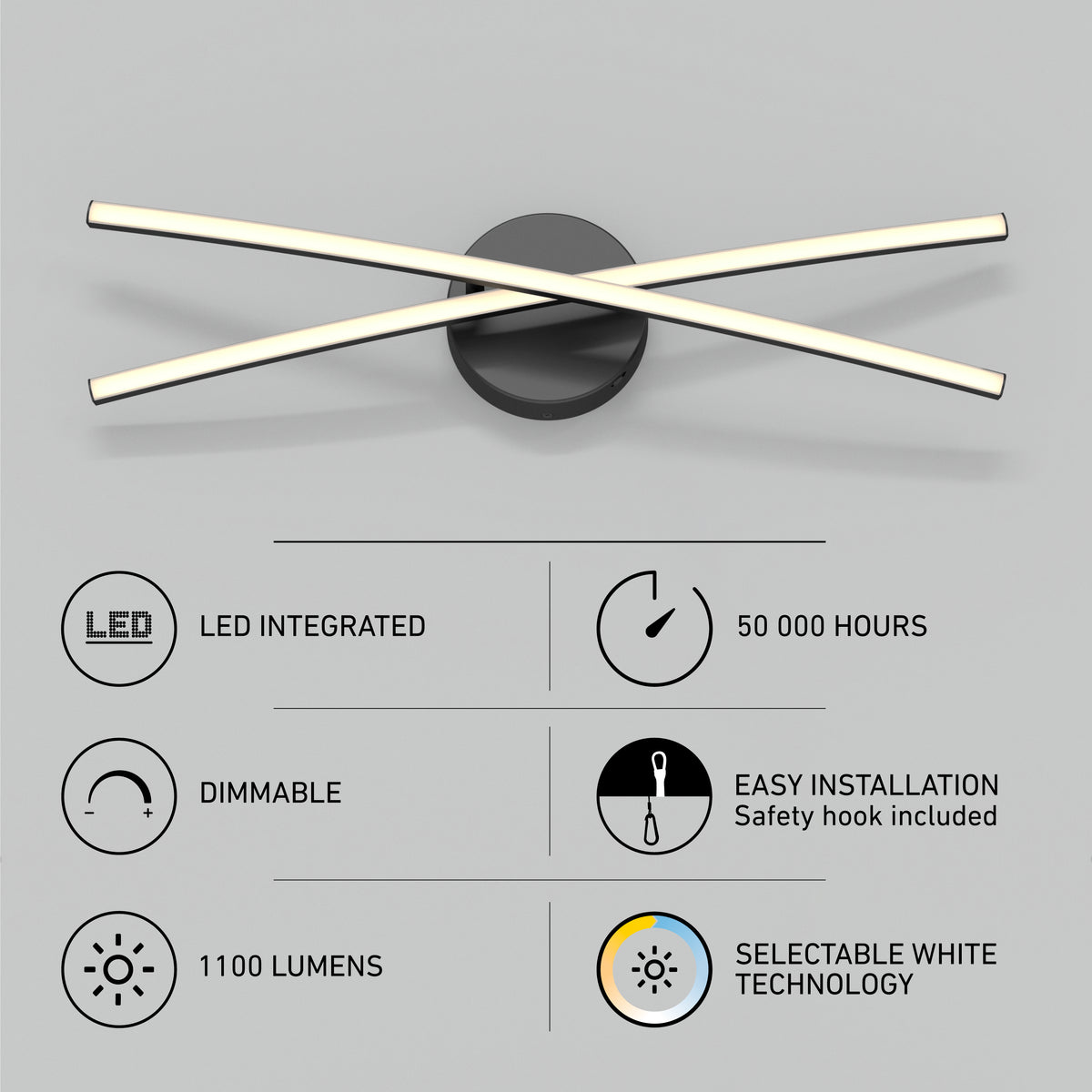 Orly 24 po (60 cm) luminaire de vanité DEL moderne intégré 3 TCL pour salle de bain