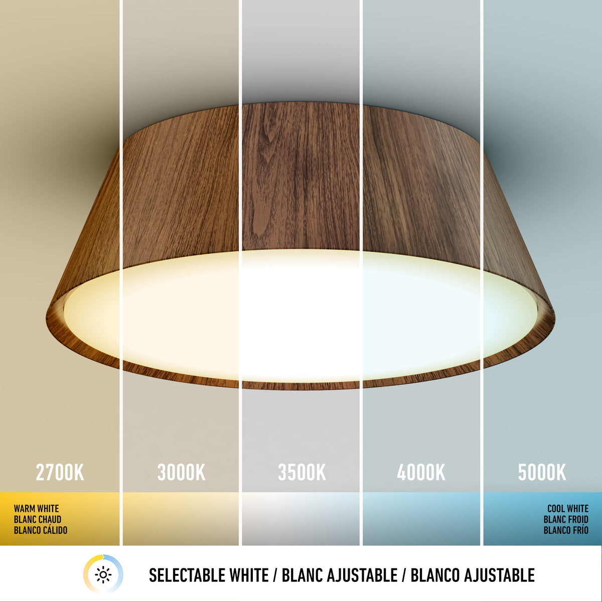 Dunham 15 in. (38 cm) Modern LED Flush Mount Ceiling Light 5 CCT