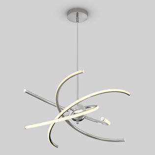 The Artika Silvio LED pendant light 3 CCT features three curved chrome-finished arms with integrated LED strips, suspended from a round base, shown against a light gray background.
