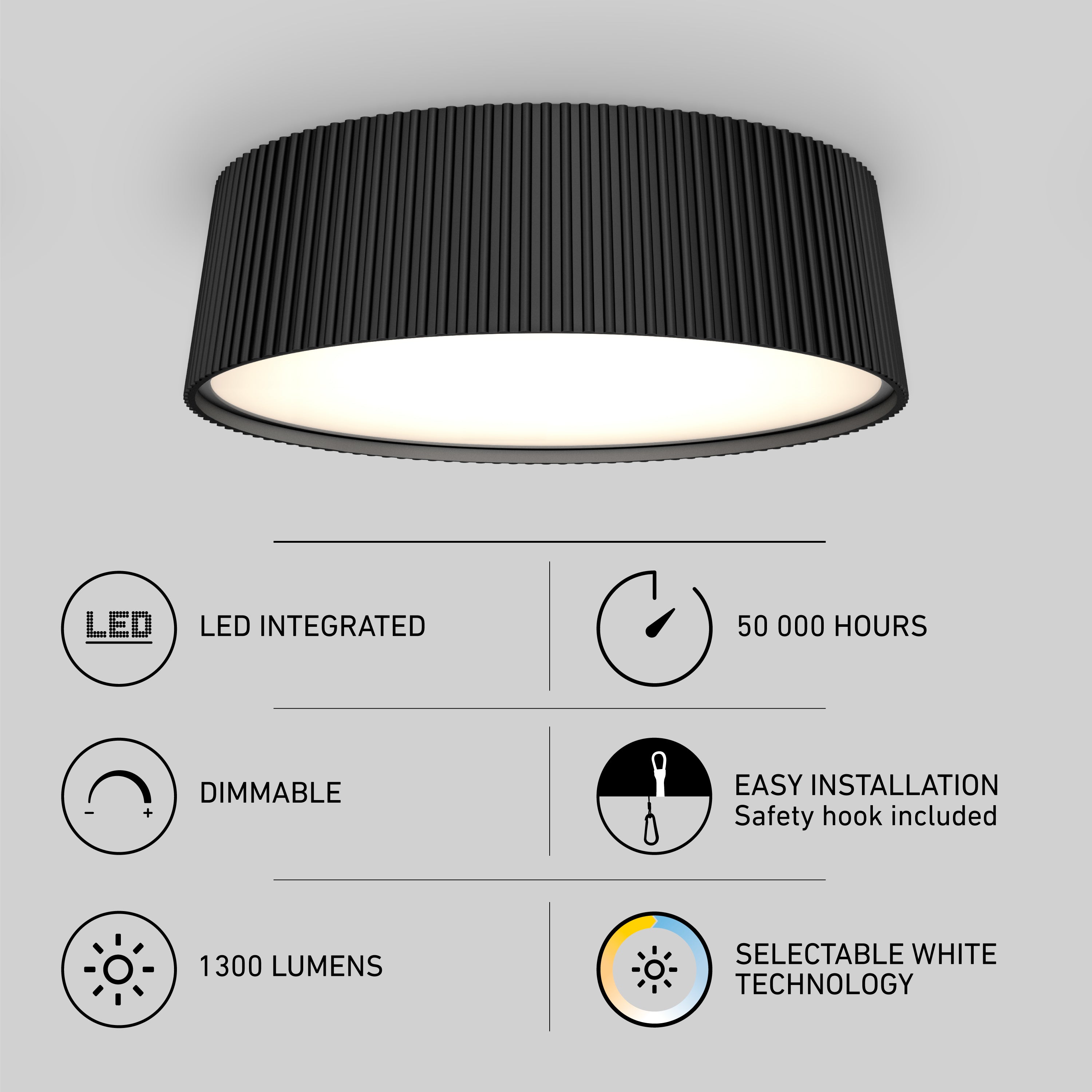 Groove 13 in. LED Flush Mount Light 5 CCT in Matte Black | Artika
