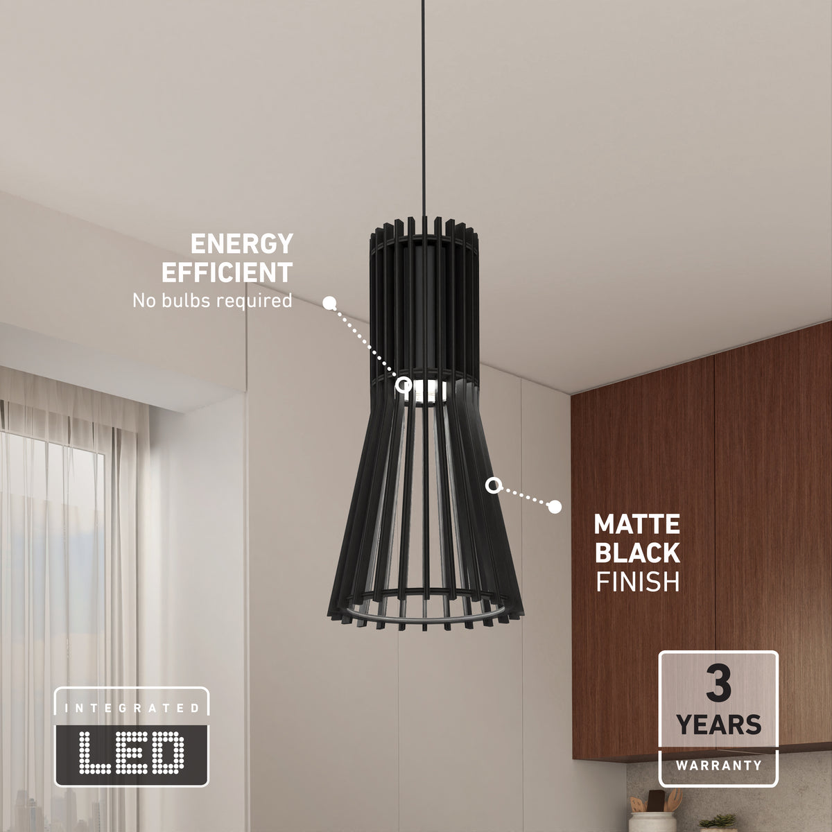 Kiyo modern LED pendant light 3 CCT