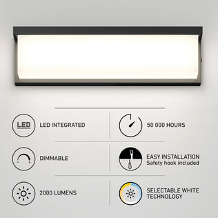 Artika Bristol modern LED bathroom vanity light 3 CCT, dimmable, 2000 lm, 50,000 hrs, easy install.