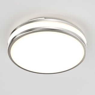Artika Hemisphere 15 in. LED ceiling light, 5 CCT, brushed metal, frosted glass—ideal modern bathroom lighting.