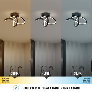 Artika Loop modern LED flush mount light offers 3 CCT: warm (3000K), neutral, and cool white with an infinity-loop design.