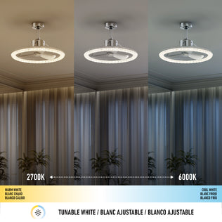 The Artika Carat 23" LED Ceiling Fan features a gemstone-cut diffuser and adjustable color temperatures for modern, stylish lighting.