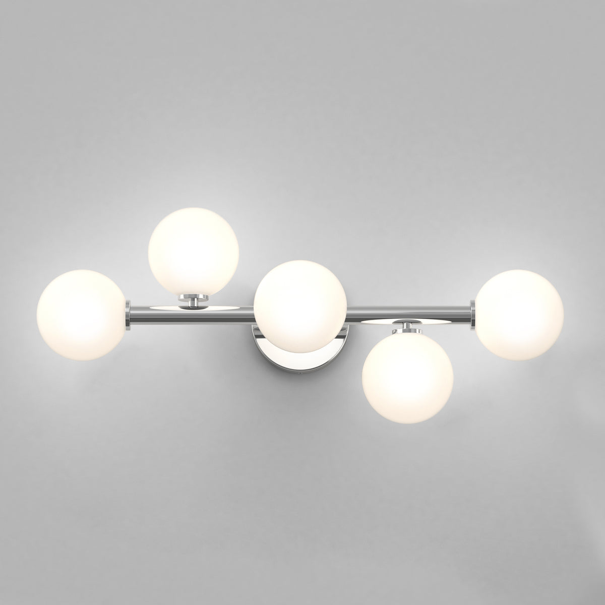 The Artika Bloom 27-in (69 cm) 3-Light Modern LED Vanity Light adds elegant style to your bathroom with frosted glass globes on a sleek metal bar, ideal for modern spaces and light gray backgrounds.