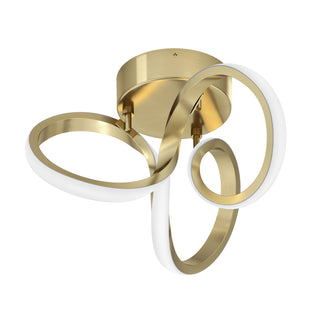 Artika Swirl 14 in. Modern LED ceiling light features gold loops and white LED strips in an abstract flush mount design.
