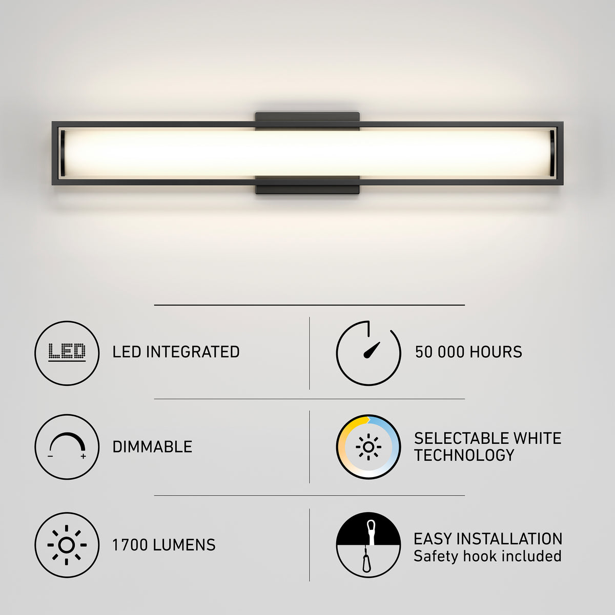 Venicia 27 pulg (69 cm) luminario de baño LED integrado para baño