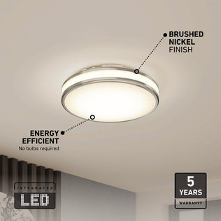 Artika Hemisphere 15″ Modern LED Ceiling Light, brushed nickel, 5 CCT, energy efficient, adjustable brightness, 5-year warranty.