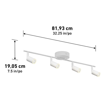 Artika Asher 32 in. 4-Light LED Track Light 3CCT, adjustable heads, 81 cm x 19 cm, shown on plain background.