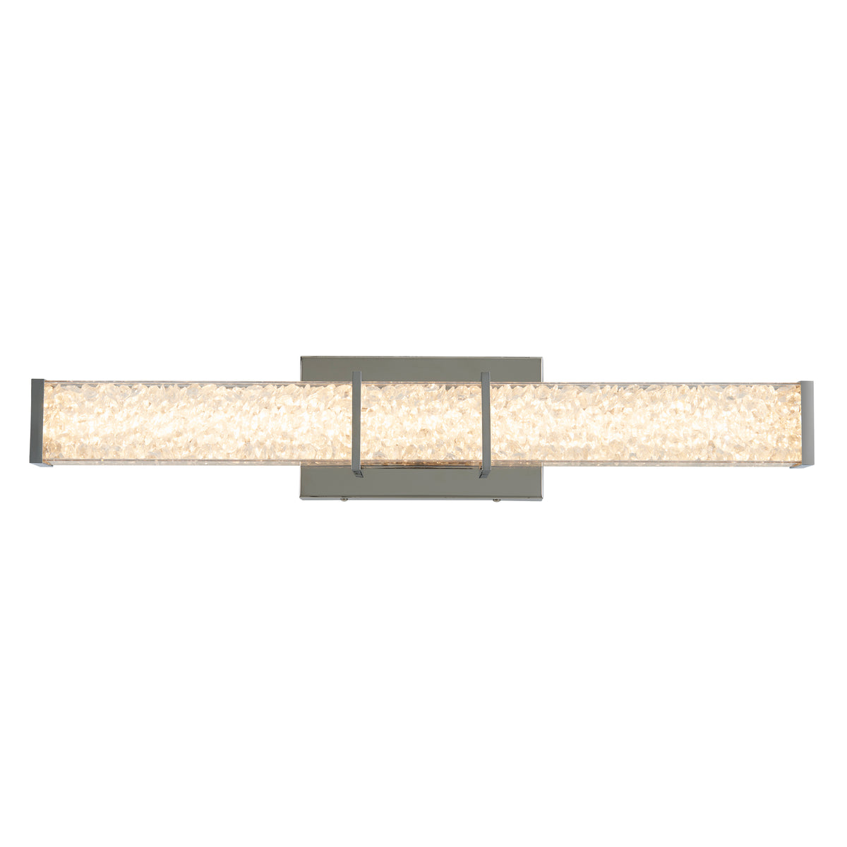 Artika Royale 27-in LED Vanity Light Bar features a textured glass panel and sleek silver frame for modern bathroom style.