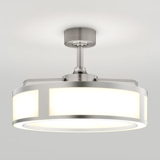 The Artika Huxley 23 in. LED modern ceiling fan features 3 speeds and a round frosted glass shade, stylish on any white ceiling.