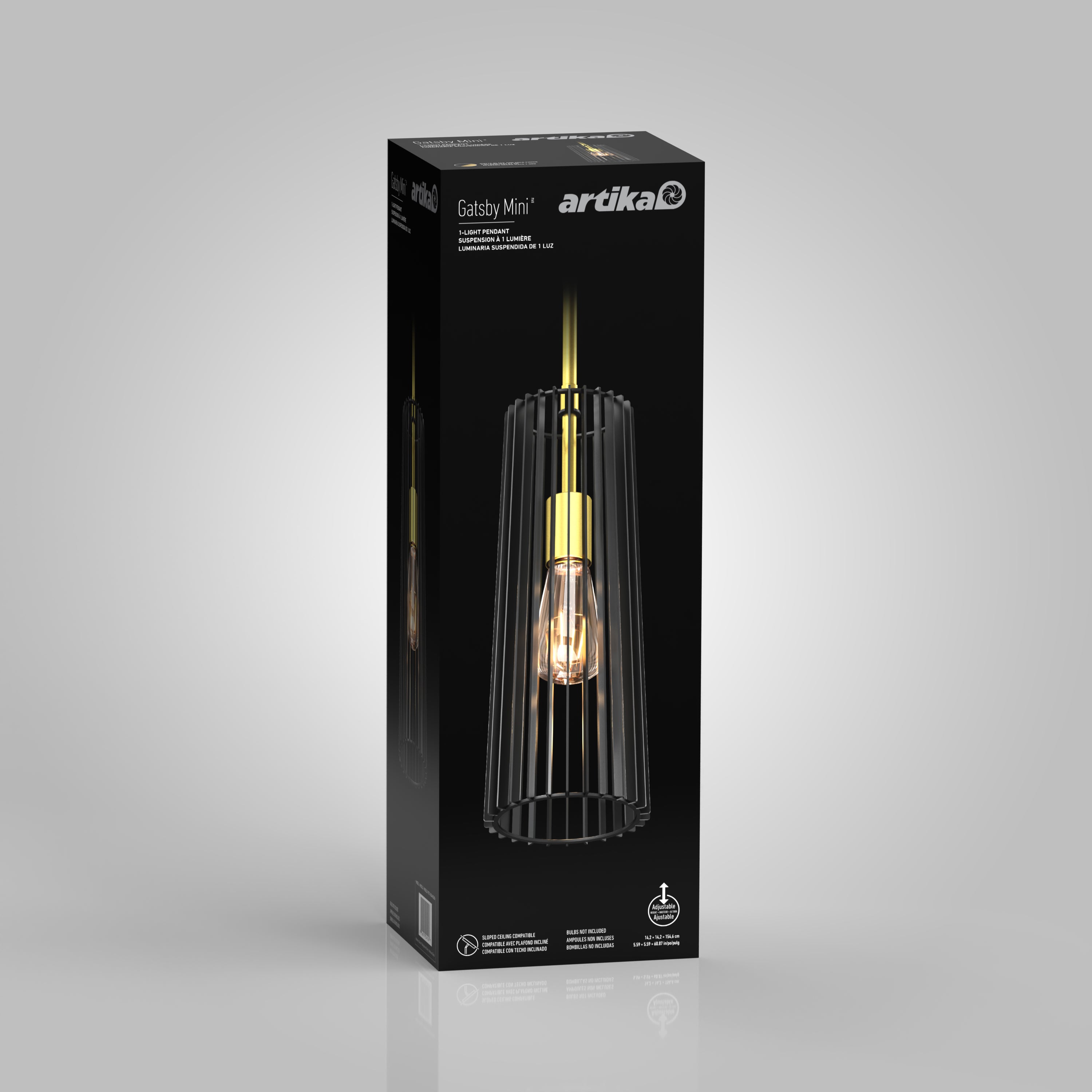Gatsby Mini mid-century pendant light black & gold | Artika