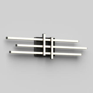 Artika’s Grid modern LED bathroom vanity light features four illuminated bars and a matte black finish on a central base.