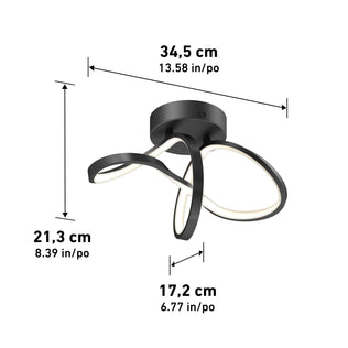 Artika Loop modern LED flush mount light, 3 CCT, features a dimmable infinity-loop design; 34.5×21.3×17.2 cm.