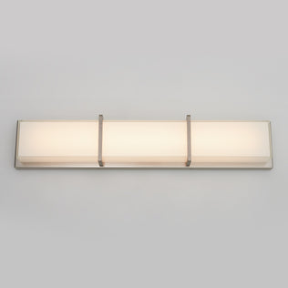Artika Subway modern LED bathroom vanity light with frosted glass, three metal brackets, on a light gray background.