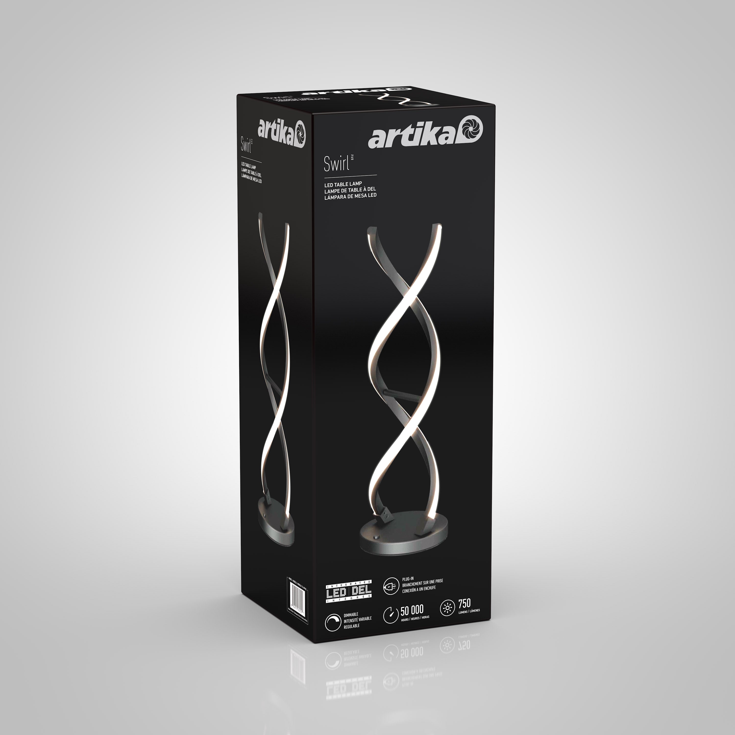 Swirl modern LED table lamp in Matte Black | Artika Canada