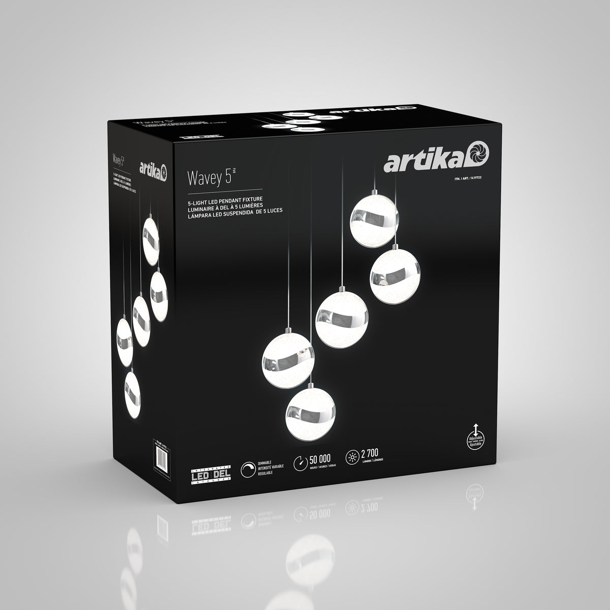 Wavey 5-light LED pendant