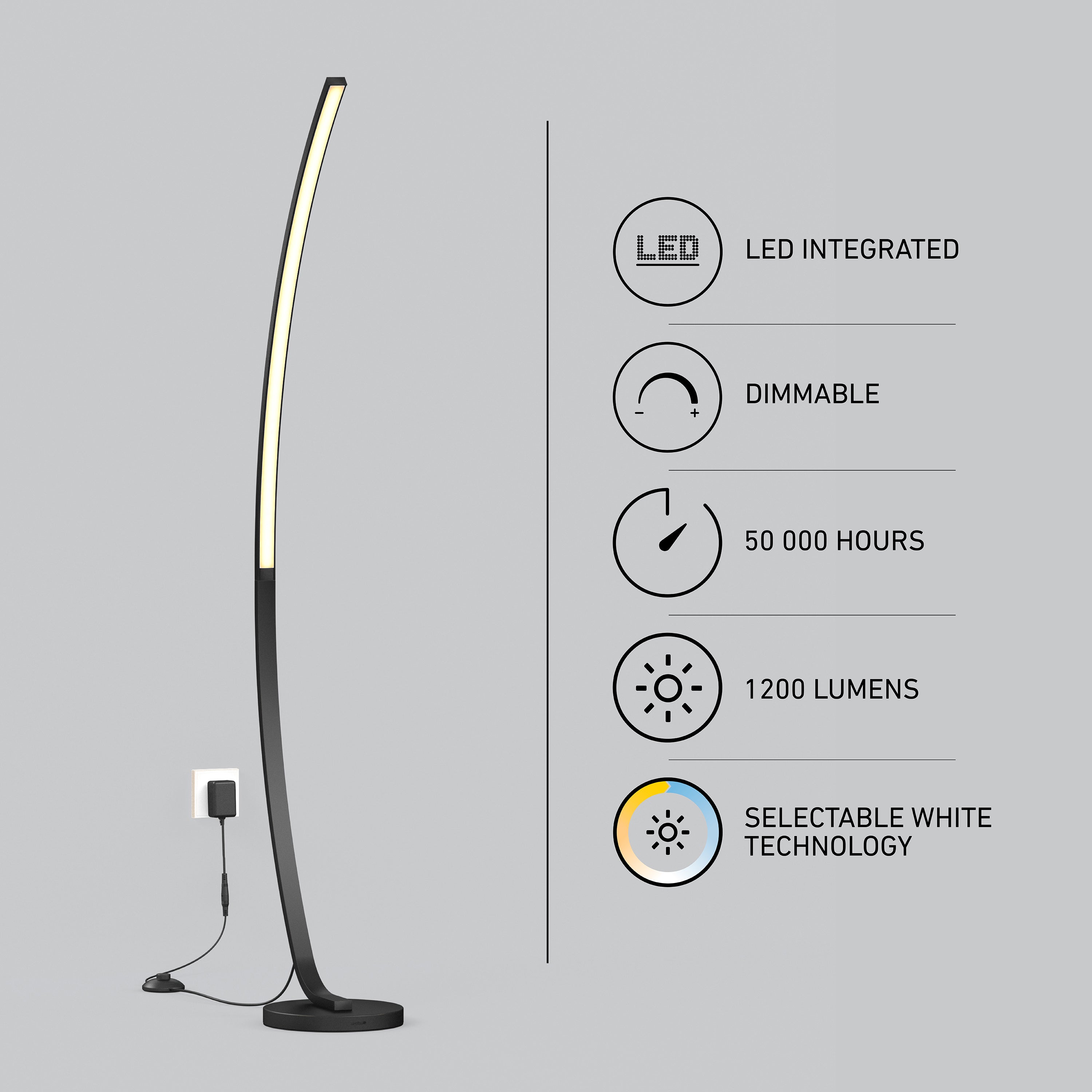 【新品】RECENO ARC Cordless Floor Light Arc 58 in. LED Floor Lamp | Artika Canada
