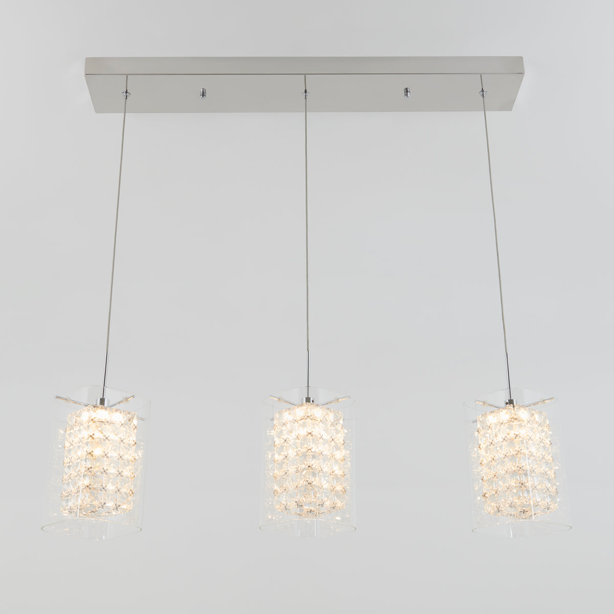 Crystal Cube suspension à 3 Lumières à DEL