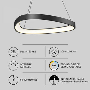 Artika Bjorn modern LED pendant light, 5 CCT selectable, 2000 lumens, 50,000-hour life, easy install.