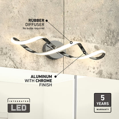Swirl 27 po (68 cm) luminaire de vanité 3 lumières DEL moderne pour salle de bain