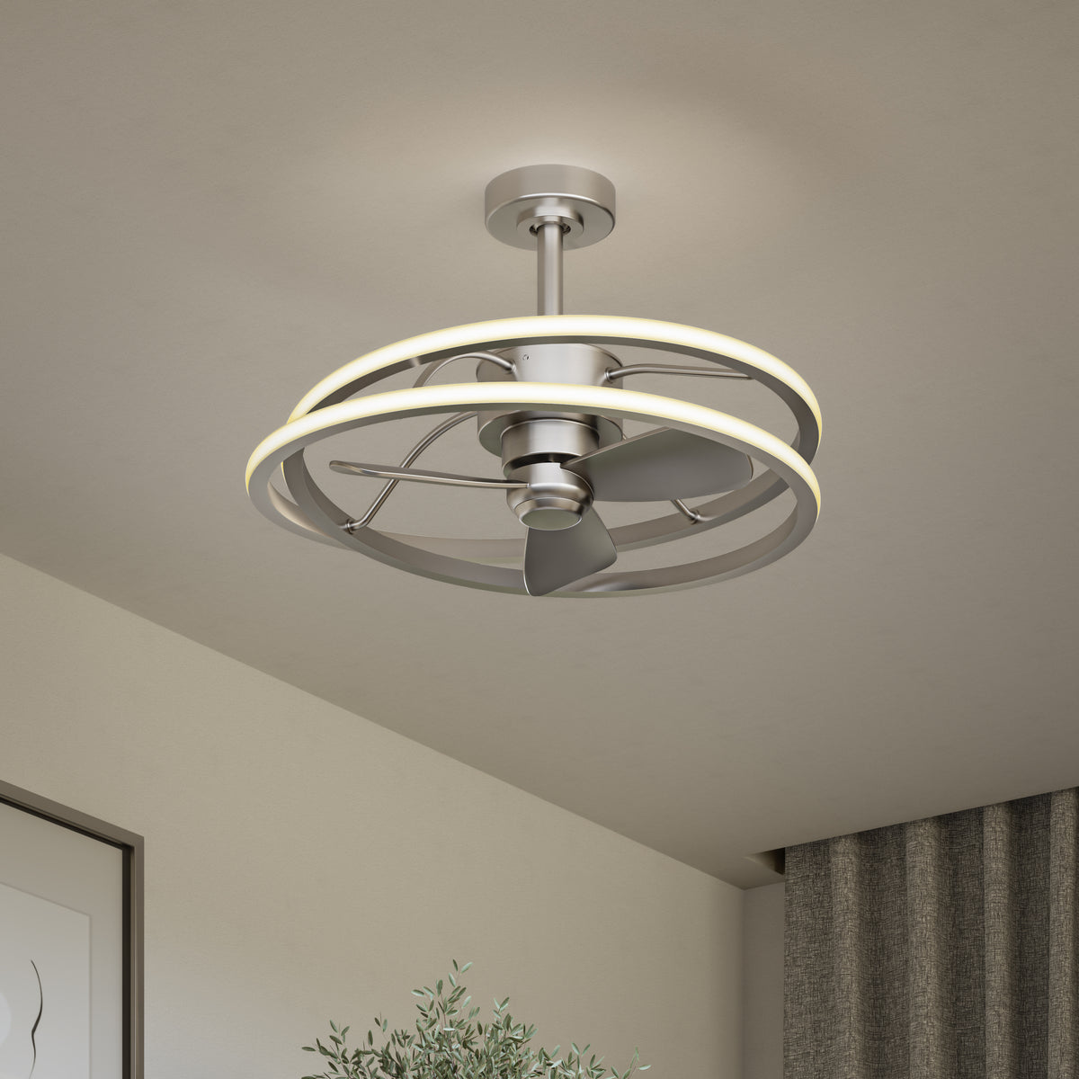 Coda 58 cm (23 po) DEL moderne fandelier ventilateur de plafond avec lumière - télécommande incluse