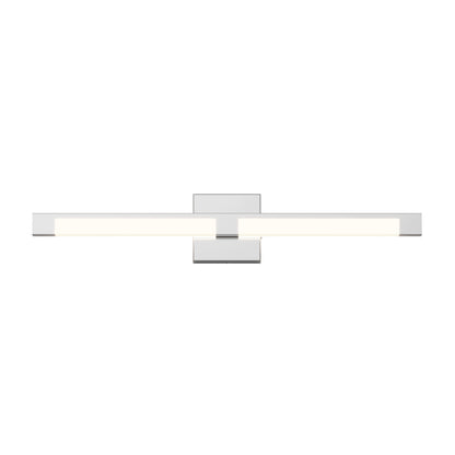 The Artika Tivoli modern LED bathroom vanity light 5 CCT features a sleek wall-mounted design with a chrome rectangular base, a long frosted light bar, and adjustable lighting for even dual-side illumination.