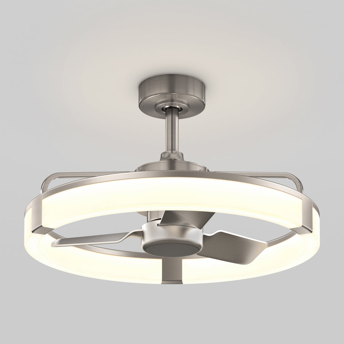 The Artika Sunnyvale 23 in. LED modern fandelier has a light, 3 blades, metallic finish, and remote for easy control.