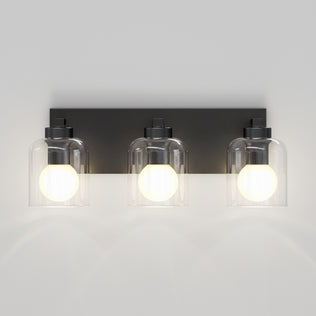 Artika Aryna 20 in. 3-Light LED Vanity features clear shades and a sleek black base for modern bathroom lighting.