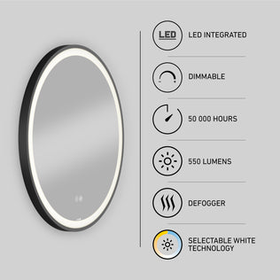Artika Mateo 28 in. LED mirror features touch controls, defogger, dimmable light, and 3 CCT for a customized bathroom experience.