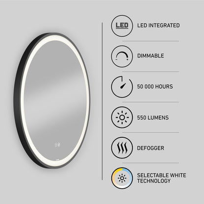 Artika Mateo 28 in. LED mirror features touch controls, defogger, dimmable light, and 3 CCT for a customized bathroom experience.