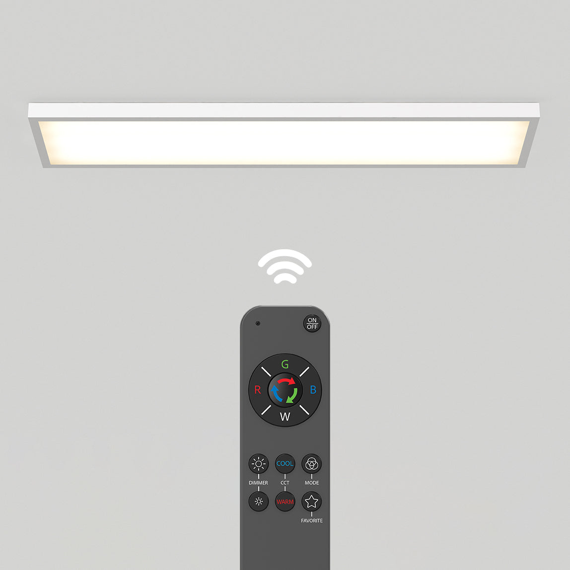 Artika Skyshade smart RGB LED light panel with wireless remote—ideal for workshop lighting and adjustable color and brightness.