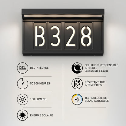 Bowen solar LED outdoor address wall light 5 CCT