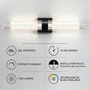 Artika Dorado 27 in. 1-Light LED Wall Vanity, 5CCT, 1500 lumens, 50,000 hrs, easy install, adjustable white—modern dimmable fixture.