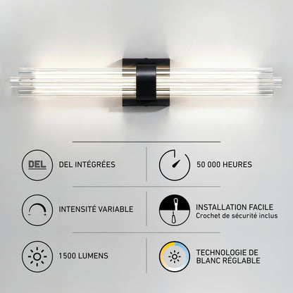 Artika Dorado 27 in. 1-Light LED Wall Vanity, 5CCT, 1500 lumens, 50,000 hrs, easy install, adjustable white—modern dimmable fixture.