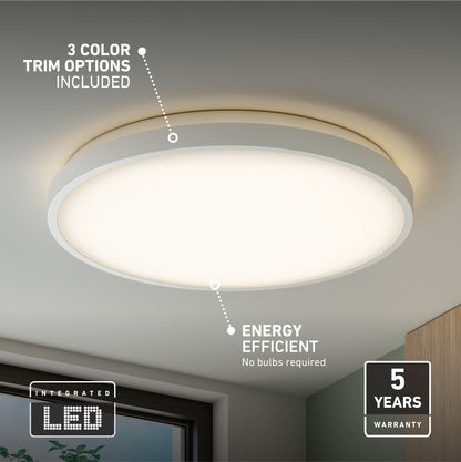 Artika Isara 15″ RGBIC LED flush mount: 3 trim options, energy efficient, integrated LED, 5-year warranty.