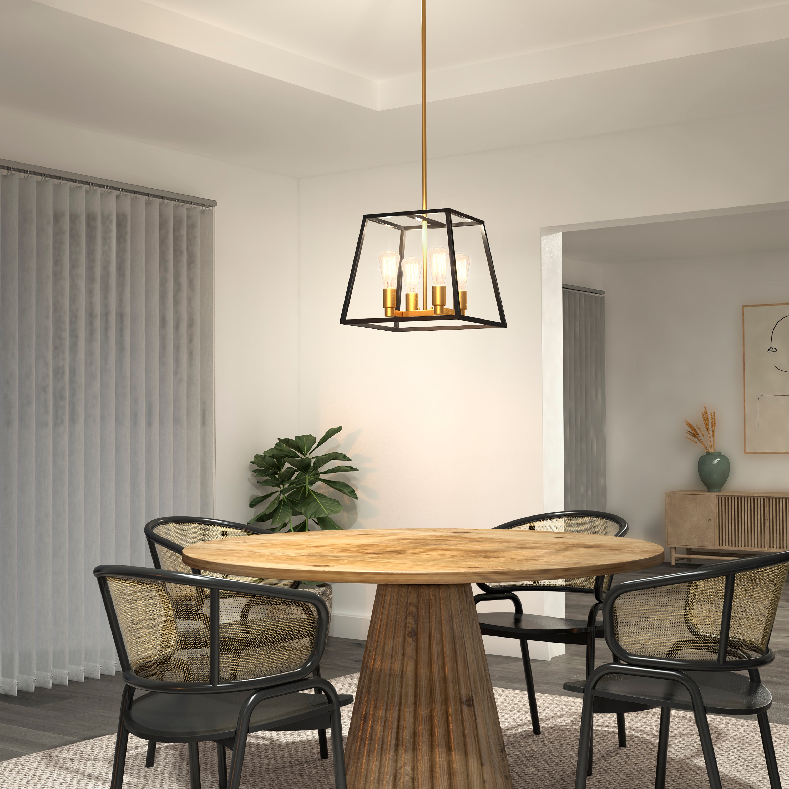 Carter Square 4-light Chandelier in Black | Artika Canada
