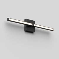 The Artika Convertible Pro 24-in Integrated LED Vanity Light Bar features a sleek horizontal design with a black rectangular base, ideal for bathrooms, casting a soft white glow against light gray walls.