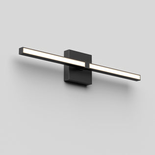 The Artika Convertible Pro 24-in Integrated LED Vanity Light Bar features a sleek horizontal design with a black rectangular base, ideal for bathrooms, casting a soft white glow against light gray walls.
