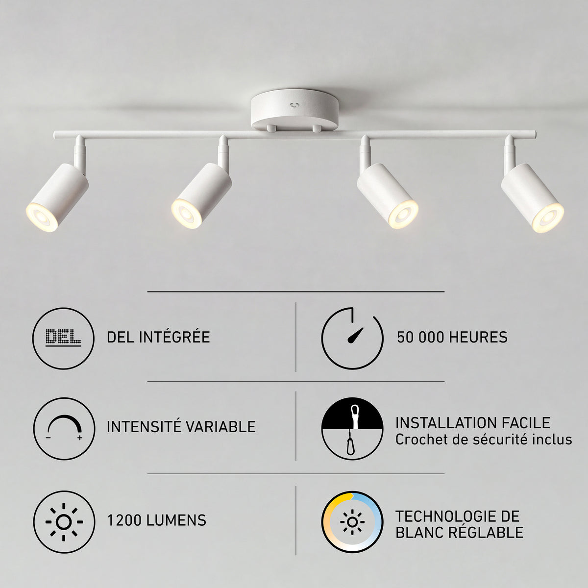 Artika Asher 32″ 4-Light LED Track Light, dimmable, 1200 lumens, adjustable white (3CCT), and directional lighting.