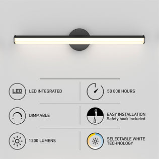 Artika Ewen modern LED bathroom vanity light 5 CCT, dimmable, 1200 lumens, 50,000 hrs—ideal adjustable mirror lighting.