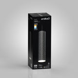 A black rectangular box displays a cylindrical pendant light with a starry pattern, branded as “Artika Cosmic.” Energy efficiency, brightness, and dimmable features are highlighted on the packaging. The background is light gray.