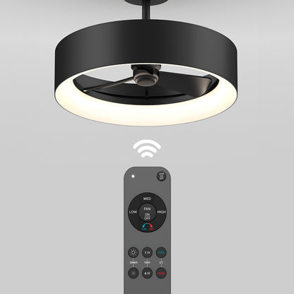 The Artika Aiden 24 in. LED modern ceiling fan features a black housing, 3 speeds, and comes with a remote for fan, light, timer, and mode controls. Wi-Fi symbol indicates wireless connectivity.