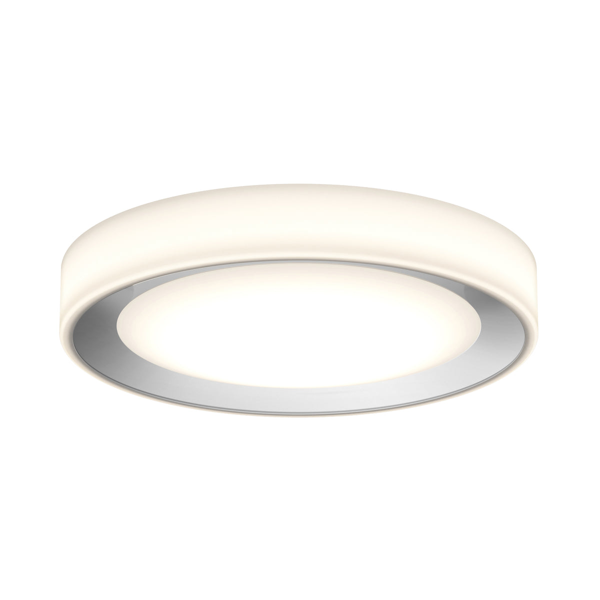 Artika Cooper LED flush mount light offers a sleek, modern look in white and silver, and includes a convenient remote control.