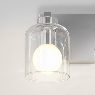 Artika Aryna 20 in. (51 cm) 3-Light LED Wall Vanity 3000K featuring three glass bell-shaped shades and glowing spherical LED bulbs.