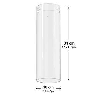 The Artika Outer Glass Cylinder Replacement Part measures 310 mm (12.20 in) tall and 10 cm (3.9 in) in diameter. Final sale item.