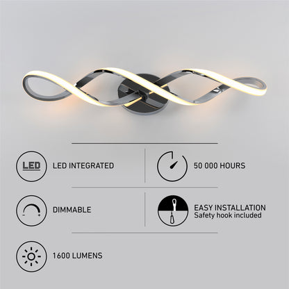Swirl 27 po (68 cm) luminaire de vanité 3 lumières DEL moderne pour salle de bain