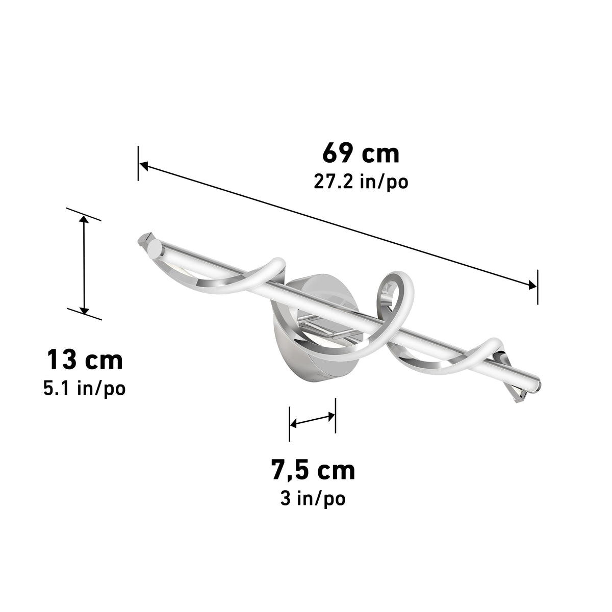 Coda 27 pulg (69 cm) luminario de baño LED integrado 5 TCL para baño