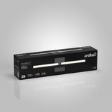 A black rectangular box with the brand name artika contains a Convertile Pro 2 LED light fixture. The box displays product features, including 36W, 3100 lumens, and 4500K.
